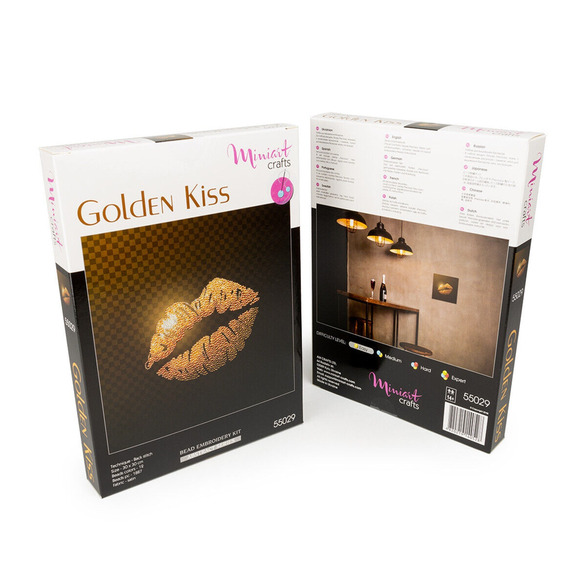 Embroidery Kit Bead Miniart Crafts 55029 Golden Kiss DIY Handmade Home Decor - Picture 1 of 5